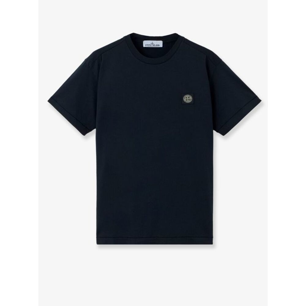 Stone Island Men Cotton T-Shirt With Front Logo Patch